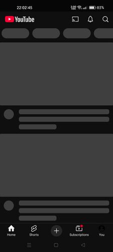 Screenshot of the Android app for YouTube trying to connect to the servers, but failing, because it doesn't trust the certificate signed by an user-installed certificate authority.