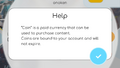 In-game information about coins.