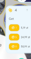 Purchasing coins in-game.